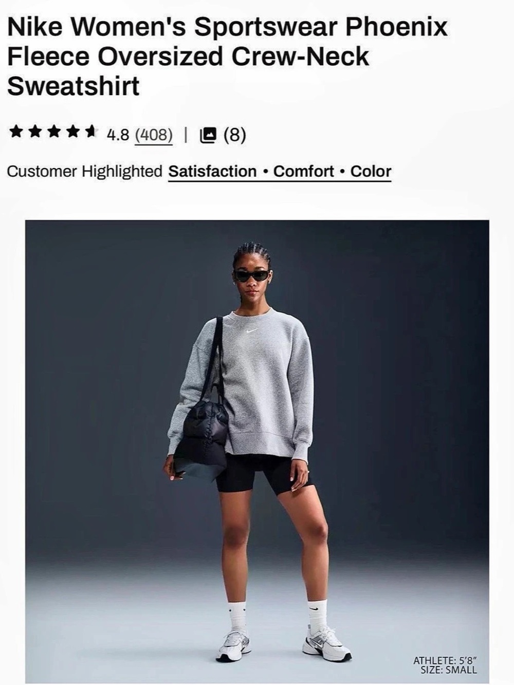 Nike Sportswear Phoenix Fleece Oversized Crew-Neck Sweatshirt Gray Crew-Neck siz